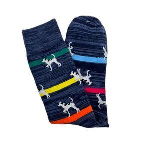 GH Bass & Co Mens Novelty Crew Socks Blue Dalmatian Stripe NWOT One Size SOFT